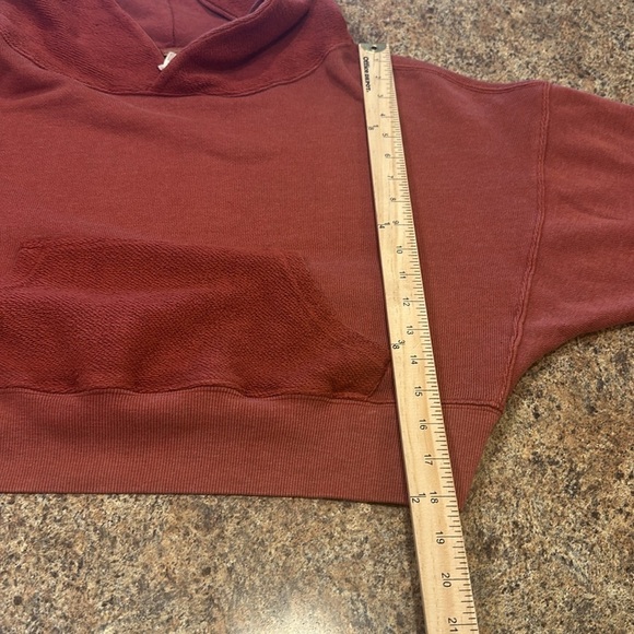 Free People Hooded Sweatshirt Long Sleeves Maroon Womens Size Small Cropped - Picture 9 of 10
